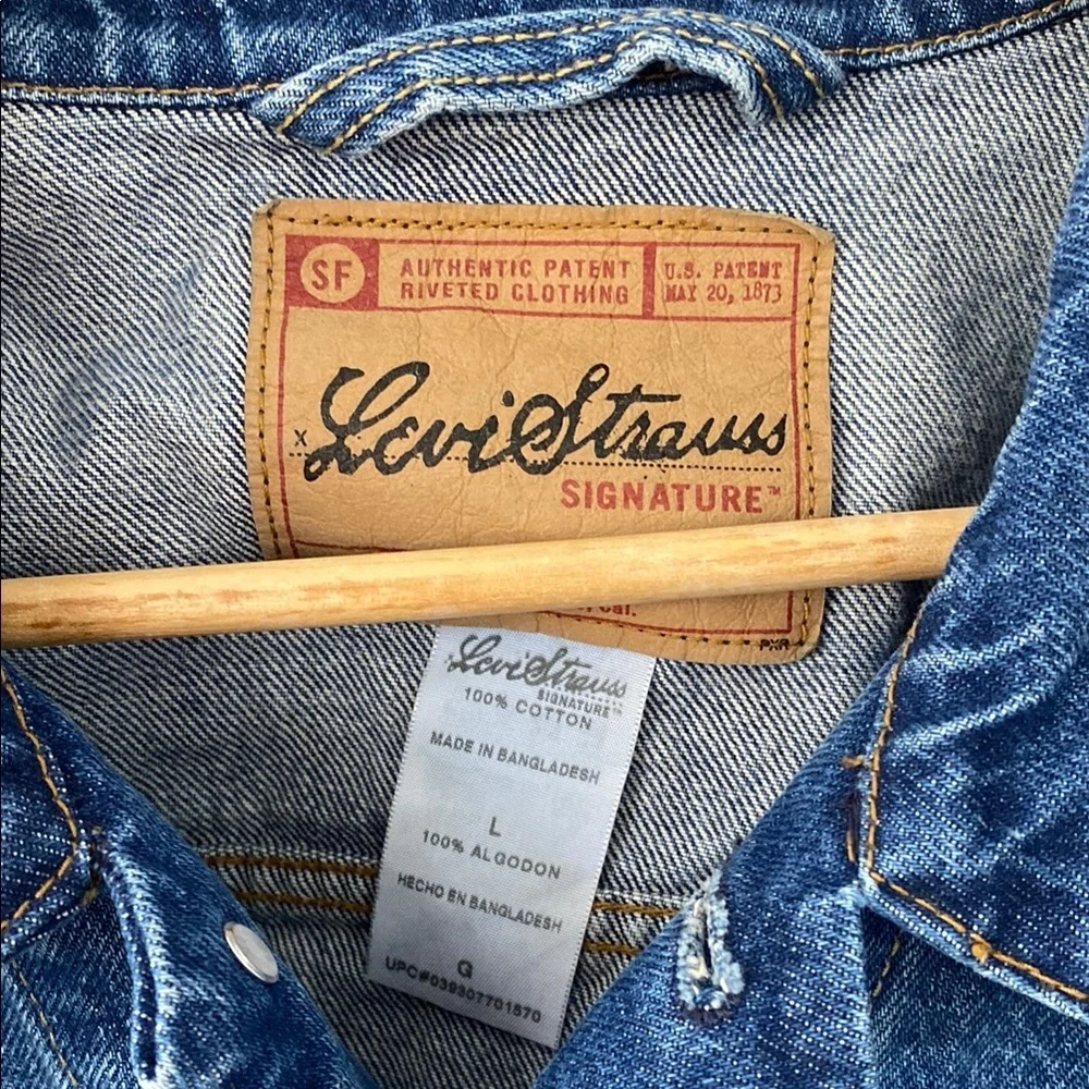 Levi Strauss Signature Blue Denim Jacket 100% Cotton Women’s Size Large - Picture 7 of 16